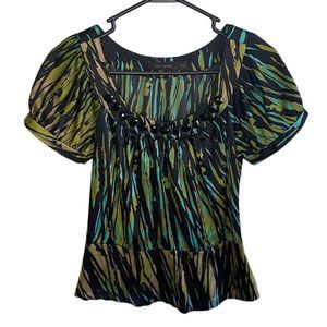 The Limited green peplum top with embellished neckline size XS